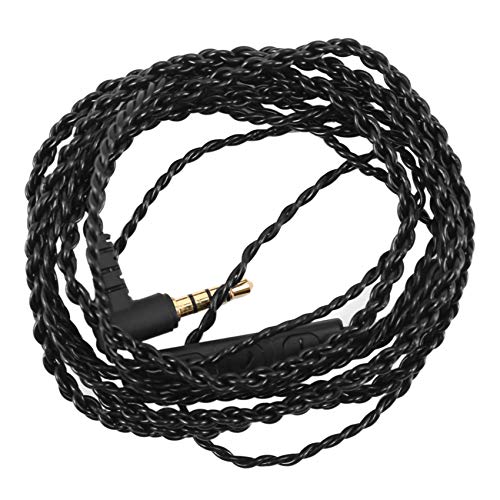 CONFUSE KopfhöRer Audio Kabel Reparatur 3,5 Mm Klinkenbuchse DIY Ellenbogen KopfhöRer 4 Kupferkern Draht mit Mikrofon LautstäRkeregler (Schwarz) von CONFUSE