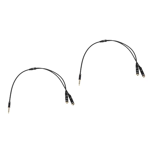 CONGARTENO 2 Stück 1 2 Splitterkabel Für Headset Kopfhörer Audio Splitterkabel Headset Splitterkabel Mikrofon Audio Splitter Headset Mikrofon Audio Mikrofon Splitter Schwarz von CONGARTENO