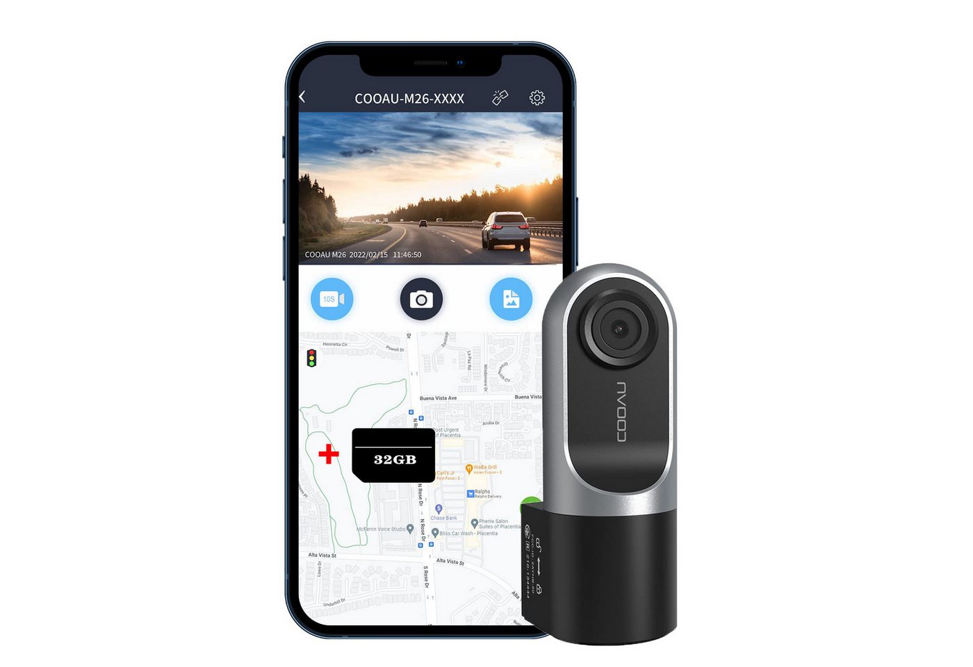 COOAU Dashcam Auto Vorne,1080P FHD Autokamera mit F 1,8-Objektiv Dashcam (HD, WLAN (Wi-Fi), Infrarot Nachtsicht,150° Weitwinkel Dash Cam,App-Steuerung,Sprachalarm, Loop-Aufnahm,WDR,24 Std. Parkmodus und Bewegungserkennung,G-Sensor) von COOAU