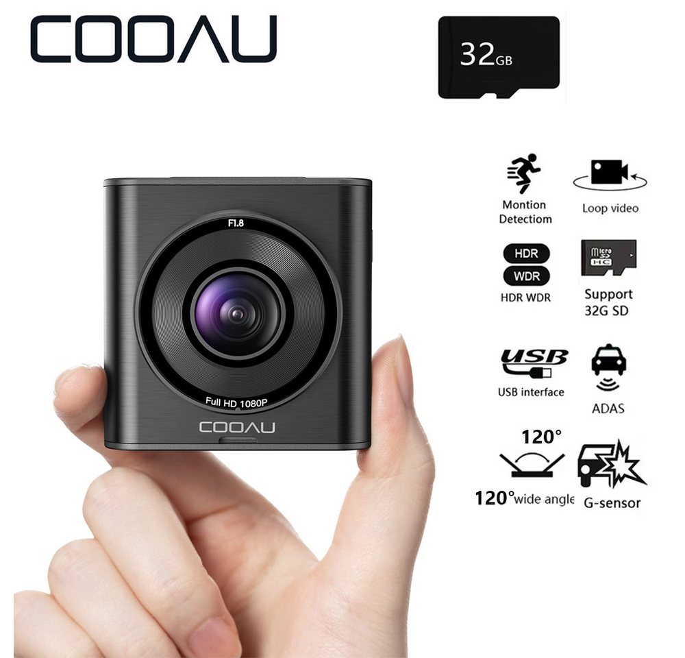 COOAU Mini Dashcam Vorne mit 2-Zoll-IPS-Bildschirm für Autos FHD 1920x1080P Dashcam (WLAN (Wi-Fi), G-Sensor, Schleifenaufzeichnung, Parkmonitor,Eingebautes WLAN) von COOAU