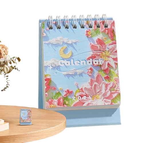 Floral Tischkalender 2024 - Ölgemälde Vintage Tischkalender | Niedlicher dekorativer Kalender für Zuhause, Schule, Monatskalender Klassenzimmer, Arbeit Coobaa von COOBAA