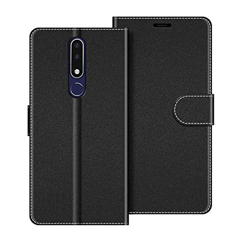 COODIO Handyhülle für Nokia 3.1 Plus Handy Hülle, Nokia 3.1 Plus Hülle Leder Handytasche für Nokia 3.1 Plus Klapphülle Tasche, Schwarz von COODIO