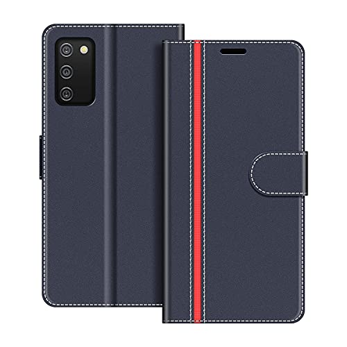 COODIO Handyhülle für Samsung Galaxy A02S Handy Hülle, Samsung Galaxy A02S Hülle Leder Handytasche für Samsung Galaxy A02S Klapphülle Tasche, Dunkel Blau/Rot von COODIO