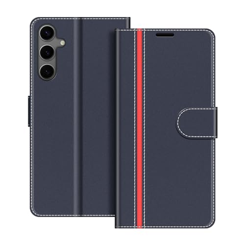 COODIO Handyhülle für Samsung Galaxy S24 Plus Handy Hülle, Samsung Galaxy S24 Plus Hülle Leder Handytasche für Samsung Galaxy S24 Plus Klapphülle Tasche, Dunkel Blau/Rot von COODIO