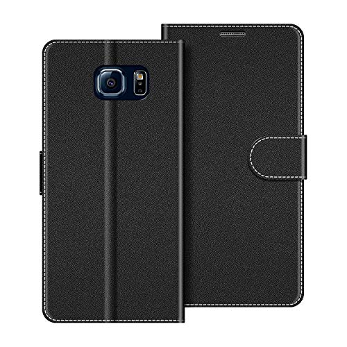 COODIO Handyhülle für Samsung Galaxy S6 Handy Hülle, Samsung Galaxy S6 Hülle Leder Handytasche für Samsung Galaxy S6 Klapphülle Tasche, Schwarz von COODIO