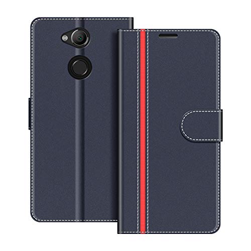 COODIO Handyhülle für Sony Xperia XA2 Ultra Handy Hülle, Sony Xperia XA2 Ultra Hülle Leder Handytasche für Sony Xperia XA2 Ultra Klapphülle Tasche, Dunkel Blau/Rot von COODIO