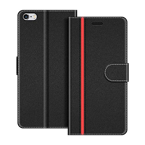 COODIO Handyhülle für iPhone 6S Plus Handy Hülle, iPhone 6S Plus Hülle Leder Handytasche für iPhone 6 Plus/iPhone 6S Plus Klapphülle Tasche, Schwarz/Rot von COODIO