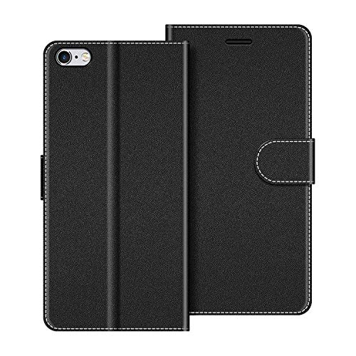 COODIO Handyhülle für iPhone 6S Plus Handy Hülle, iPhone 6S Plus Hülle Leder Handytasche für iPhone 6 Plus/iPhone 6S Plus Klapphülle Tasche, Schwarz von COODIO