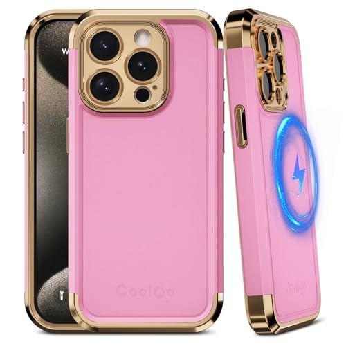 COOLQO Magnetisch für iPhone 14 Pro Hülle [Militärschutz] iPhone 14 Pro Magnetische Hülle, Stoßfeste Schutzhülle für iPhone 14 Pro 6,1 Zoll, Rosa Gold von COOLQO