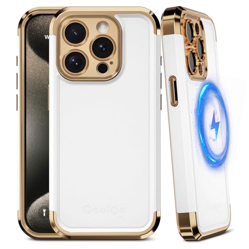 COOLQO Magnetisch für iPhone 14 Pro Hülle [Militärschutz] iPhone 14 Pro Magnetische Hülle, Stoßfeste Schutzhülle für iPhone 14 Pro 6,1 Zoll, Weißgold von COOLQO