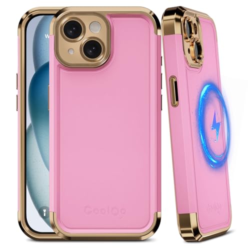 COOLQO Magnetische Schutzhülle für iPhone 14 [Fallschutz in Militärqualität] iPhone 14 magnetische Hülle, stoßfeste Schutzhülle für iPhone 14 6,1 Zoll, Roségold von COOLQO