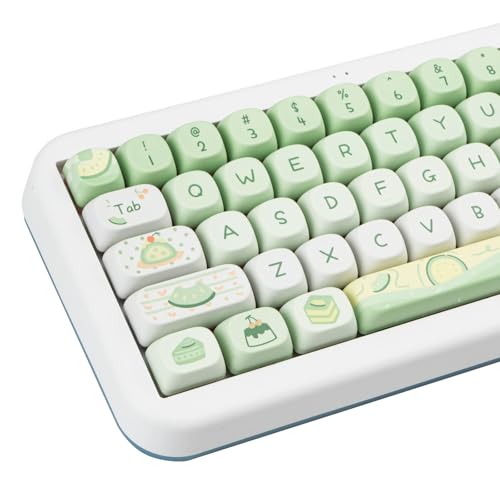 COOMICKEY PBT-Tastenkappen, 95 Tasten, niedliche Tastenkappen, Farbstoff-Sublimation, Grün, MOA-Profil, benutzerdefinierte Tastenkappen für Cherry Gateron MX Swithes, mechanische Tastaturen von COOMICKEY