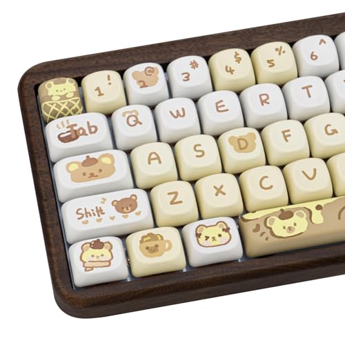 COOMICKEY PBT-Tastenkappen-Set mit 132 Tasten, niedlicher Bär, MOA-Profil, Farbstoffsublimation, benutzerdefinierte US-Layout-Tastenkappen für mit Cherry MX-Schaltern, mechanische Tastaturen von COOMICKEY