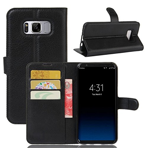 COPHONE Handyhülle Schwarz Kompatibel Samsung Galaxy S8 Plus Hülle Leder, Samsung Galaxy S8 Plus Klapphülle Handytasche Case für Samsung Galaxy S8 Plus Handy Hüllen von COPHONE