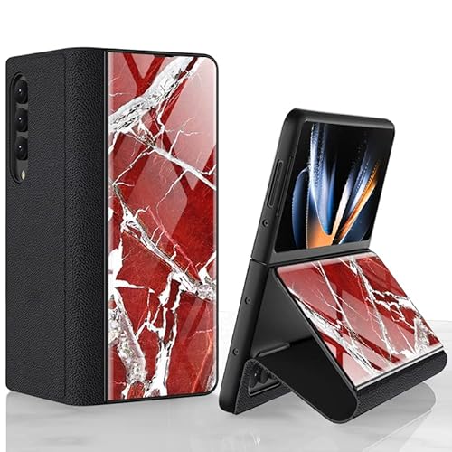 COQUE Galaxy Z Fold 4 5G Hülle,Ultradünne Handyhülle aus glänzend lackiertem 9H-Glas,Faltbare Handyhülle für Samsung Galaxy Z Fold 4 5G-Marmorierung 2 von COQUE