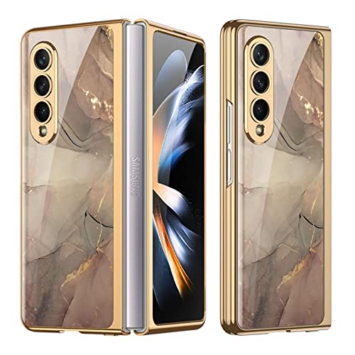 COQUE Galaxy Z Fold 4 5G Hülle,ultradünnes 9H Glas glänzend lackierte Handyhülle,Faltbare Handyhülle für Samsung Galaxy Z Fold 4 5G-Sekt von COQUE