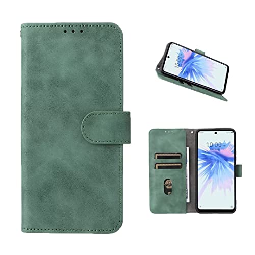 COQUE Hülle Motorola Moto G15 4G Handyhülle Mit Kartensteckplatz Klappe Brieftasche Design, weiche Ledertasche für Motorola Moto G15 4G-Grün von COQUE