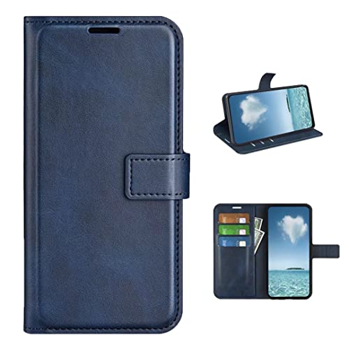 COQUE Hülle für Motorola Moto G55 5G Shell, quadratische Schnalle Rindsleder-Muster Flip Cover mit Kartensteckplatz Lederhülle für Motorola Moto G55 5G-Blau von COQUE