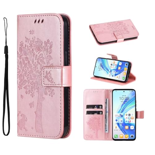 COQUE Hülle für Realme C61 Handy hülle Geprägte Serie Schmetterling & Baummuster Handy hülle Realme C61 mit Kartensteckplatz-Roségold von COQUE