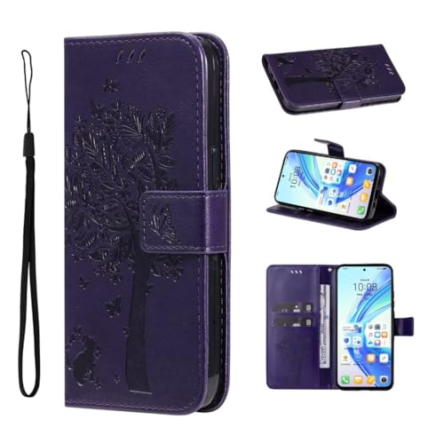 COQUE Hülle für Samsung Galaxy S25 Plus Handy hülle Geprägte Serie Schmetterling & Baummuster Handy hülle Samsung Galaxy S25 Plus mit Kartensteckplatz-Lila von COQUE