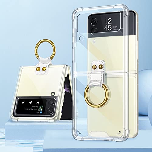 COQUE Hülle für Samsung Galaxy Z Flip 3 5G Hülle,Shell All-Inclusive Handyhülle mit Ring-Videoständer,Faltbare Handyhülle für Samsung Galaxy Z Flip 3 5G-transparent von COQUE