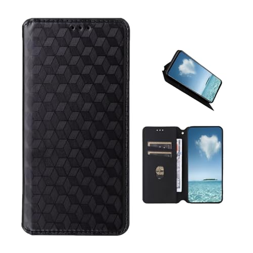 COQUE Hülle für Ulefone Note 20 Pro Handyhülle, Dreidimensionale Textur (Stoßfest) Flip Cover, Dunkler Magnetverschluss, Lederhülle mit Kartenfach-Schwarz von COQUE