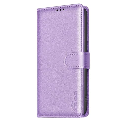 COQUE Hülle für Xiaomi Poco C65 Handyhülle (RFID) Kleine Litschi 3 Kartensteckplatz Geldbörse Xiaomi Poco C65 Handyhüll-Violett von COQUE