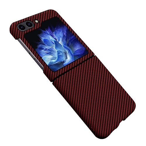 COQUE Schutzhülle für Samsung Galaxy Z Flip 5, Kohlefaser-Klapphülle für Samsung Galaxy Z Flip 5 5G-Rot von COQUE