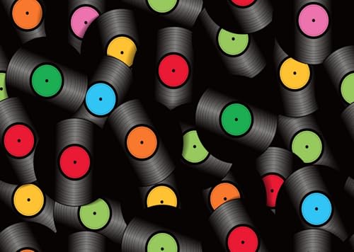 CORFOTO 1.5x1.2m Vinyl-Schallplatten-Hintergrund, Retro-Musik-Schallplatten-Hintergrund, Musik-Thema-Party-Dekorationen, Disco-Tanz-Konzert-Party, musikalischer Hintergrund, Photo Booth von CORFOTO