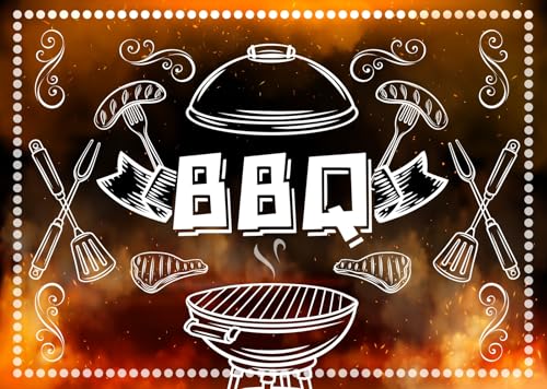 CORFOTO 2.7x1.8m BBQ Party Hintergrund Grill Koch Hintergrund Ofen BBQ Fotografie Hintergrund Outdoor Home Party Dekor Rauch Feuer Gabeln Hintergrund Picknick BBQ Portrait Foto Booth von CORFOTO