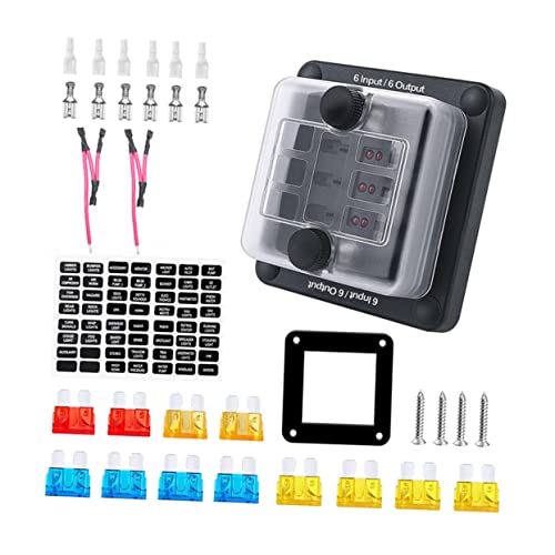 COSMEVIVI 34pcs Marine Sicherungsbox ATO/ATC 6 Fach Sicherungshalter Wasserdicht Für KFZ Und Boot Fused Distribution Block Sicherungsorganizer Auto Zubehör von COSMEVIVI