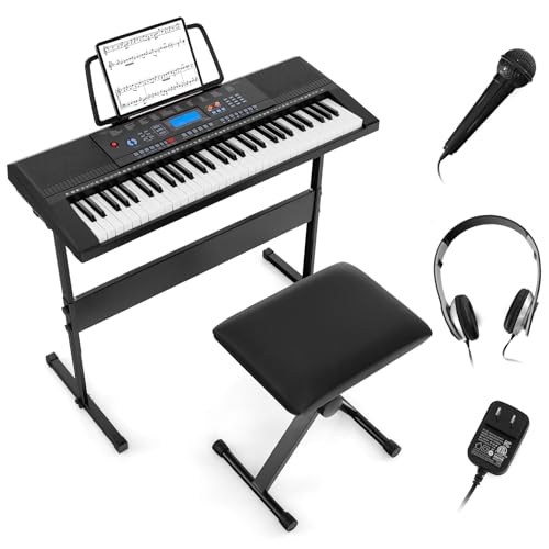 COSTWAY Keyboard Piano für Anfänger mit 61 Tasten, Digitalpiano mit 300 Tönen, 300 Rhythmen, 50 Demos, 3 Lernmodi, inkl. Ständer, Hocker, Mikrofon, Kopfhörer, E Klavier Digital Piano von COSTWAY