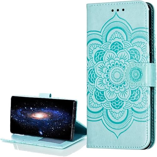 COTDINFOR Case for Samsung Galaxy A01 Core Hülle Flip Cover PU Leder Schutzhülle Magnet Handytasche Bookstyle Kartenfächer Lederhülle Handyhülle für Galaxy A01 Core Case Green Mandala LD. von COTDINFOR