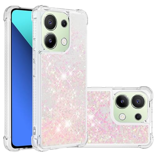 COTDINFOR Glitzer Hülle für Redmi Note 13 4G Handyhüllen Flüssigkeit Glitzer Bling Stoßfest Quicksand Fließend Glänzend Schlank Silikon Schutzhülle für Redmi Note 13 4G Star Rosa YBWTLS. von COTDINFOR