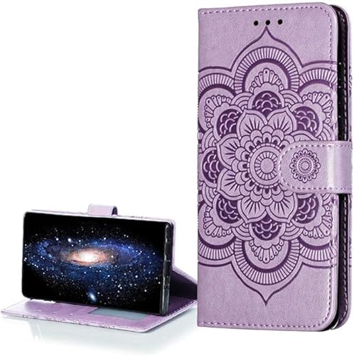 COTDINFOR Handyhülle für Motorola Moto G7 Power Hülle PU Leder Brieftasche Schutzhülle Flip Stoßfeste Magnetisch Klapphüllen Standfunktion Cover für Moto G7 Power Cover Light Purple Mandala LD. von COTDINFOR