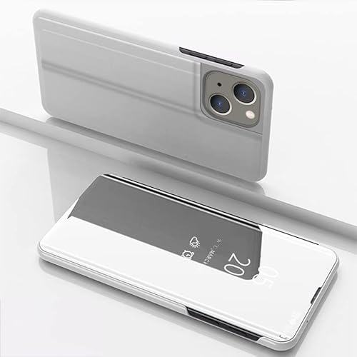 COTDINFOR Handyhülle für iPhone 15 Flip Hülle Spiegel Cover Stoßfeste Kratzfestigkeit Case Slim Clear Spiegel Ständer Etui Schutzhüllen Cover für iPhone 15 Mirror Silber MX. von COTDINFOR