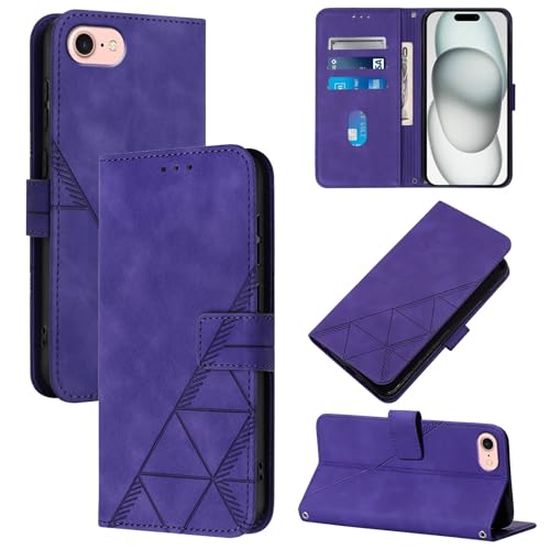 COTDINFOR Handyhülle für iPhone 16E Hülle mit Schutzfolie Flip klapphülle Stoßfeste Magnetische Lederhülle Klappbar Standfunktion Kartensteckplätzen Cover für iPhone 16E Purple YBS. von COTDINFOR