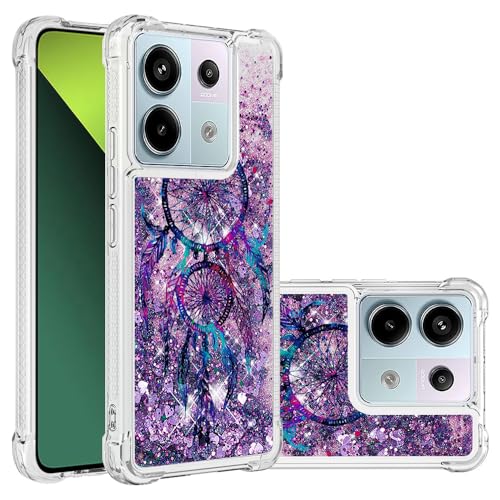 COTDINFOR Kompatibel mit Redmi Note 13 Pro 5G Hülle Glitzer Flüssigkeit Wasserfall Fließend Silikonhülle Transparent Stoßfest Schutzhülle Handyhüllen für Redmi Note 13 Pro 5G Dreamcatcher YBYTLS. von COTDINFOR