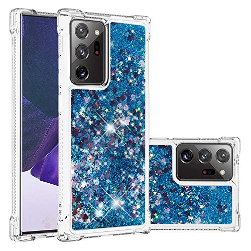 COTDINFOR Kompatibel mit Samsung Galaxy Note 20 Ultra Hülle Flüssigkeit Glitzer Stoßfest Fließend Glänzend Schlank Hülle für Schutzhülle Handyhüllen für Galaxy Note 20 Ultra TPU Love Blue YBWTLS. von COTDINFOR