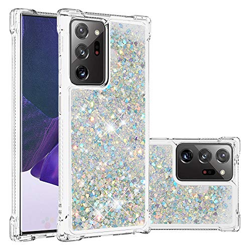 COTDINFOR Kompatibel mit Samsung Galaxy Note 20 Ultra Hülle Flüssigkeit Glitzer Stoßfest Fließend Glänzend Schlank Hülle für Schutzhülle Handyhüllen für Galaxy Note 20 Ultra TPU Love Silver YBWTLS. von COTDINFOR