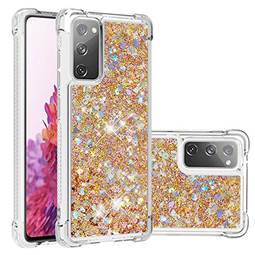 COTDINFOR Kompatibel mit Samsung Galaxy S20 FE Hülle Flüssigkeit Glitzer Stoßfest Quicksand Fließend Glänzend Schlank Schutzhülle Silikon Handyhüllen für Galaxy S20 FE TPU Love Gold YBWTLS. von COTDINFOR