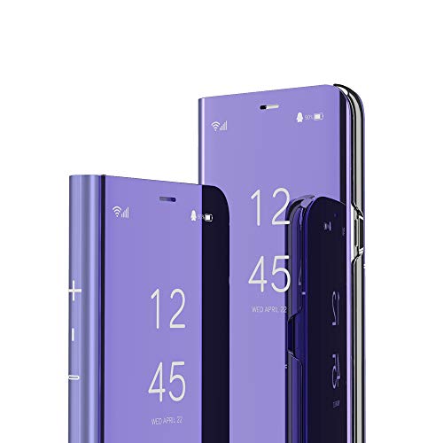 COTDINFOR Samsung Galaxy Note 9 Hülle Spiegel Ledertasche Handyhülle Clear Cool Männer Mädchen Flip Ständer Etui Case Slim Schutzhüllen für Samsung Galaxy Note 9 Mirror PU Purple MX. von COTDINFOR