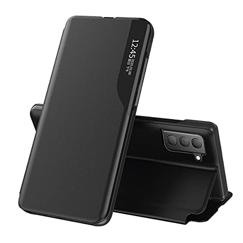 COTDINFOR Samsung S21 FE Hülle mit Sichtfenster Premium Leder Bookstyle Schutzhülle Smart View Flip Case Cover Handyhülle etui mit Klappbarer Ständer Handy-Hülle Galaxy S21 FE Schwarz CC. COTDINFOR Samsung S21 FE Hülle mit Sichtfenster Premium Leder Bookstyle Schutzhülle Smart View Flip Case Cover Handyhülle etui mit Klappbarer Ständer Handy-Hülle Galaxy S21 FE Schwarz CC. von COTDINFOR