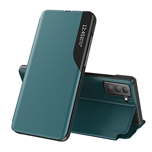 COTDINFOR kompatibel mit Samsung S21 FE Hülle mit Sichtfenster Premium Leder Schutzhülle Smart View Flip Handyhülle etui mit Klappbarer Ständer Handy-Hülle Galaxy S21 FE Cyan CC. COTDINFOR kompatibel mit Samsung S21 FE Hülle mit Sichtfenster Premium Leder Schutzhülle Smart View Flip Handyhülle etui mit Klappbarer Ständer Handy-Hülle Galaxy S21 FE Cyan CC. von COTDINFOR