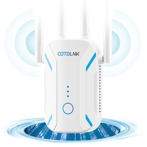 COTDLNK 2024 Neuester WLAN Verstärker für Heim WLAN Verstärker WiFi Signal Verstärker bis zu 2600sq.ft WiFi Internet-Repeater | 1200 Mbit/s | Dualband 2.4G&5G | Einfache Einrichtung | EU-Stecker von COTDLNK