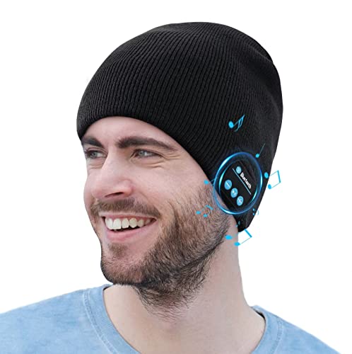 COTOP Bluetooth Mütze Männer, Unisex USB Wintermütze mit Kopfhörer, Elektronisches Gadget Geschenk für Herren, Warme Strickmütze Demen für Laufen, Radfahren, Ski, Joggen von COTOP