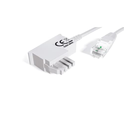 COXBOX 5 m DSL Kabel Fritzbox, Speedport, Easybox - TAE Kabel RJ45 weiß - VDSL ADSL WLAN Router-Kabel mit Twisted Pair für eine zuverlässige Verbindung von COXBOX