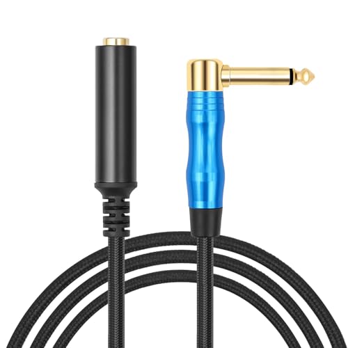 CPAOWEHF Stereo-Soundkabel für Mikrofone, 90 °, 6,35 mm Stecker auf 6,35 mm Buchse, 6,35 mm auf 6,35 mm Stereo-Soundadapterkabel von CPAOWEHF