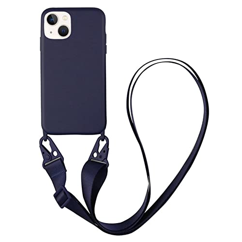 CQUUKOI Schutzhülle für iPhone 16 Plus, Crossbody-Handyhülle mit Schultergurt, weiches Silikon, mit verstellbarem Umhängeband, niedlich, cool, kabelloses Laden, stoßfest, Nevy-Blau von CQUUKOI