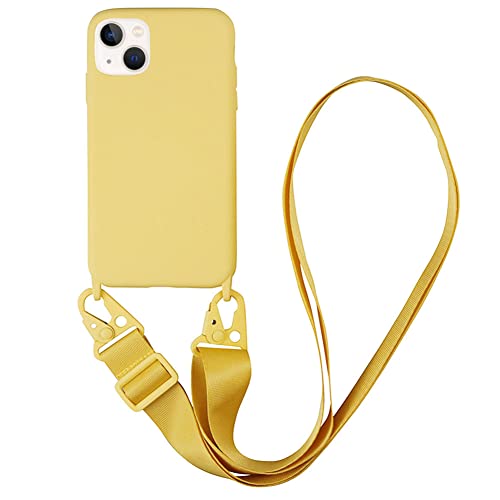 CQUUKOI Schutzhülle für iPhone 16 Plus, Crossbody-Handyhülle mit Schultergurt, weiches Silikon, mit verstellbarem Umhängeband, niedlich, cool, kabelloses Laden, stoßfest, für Damen, Gelb von CQUUKOI